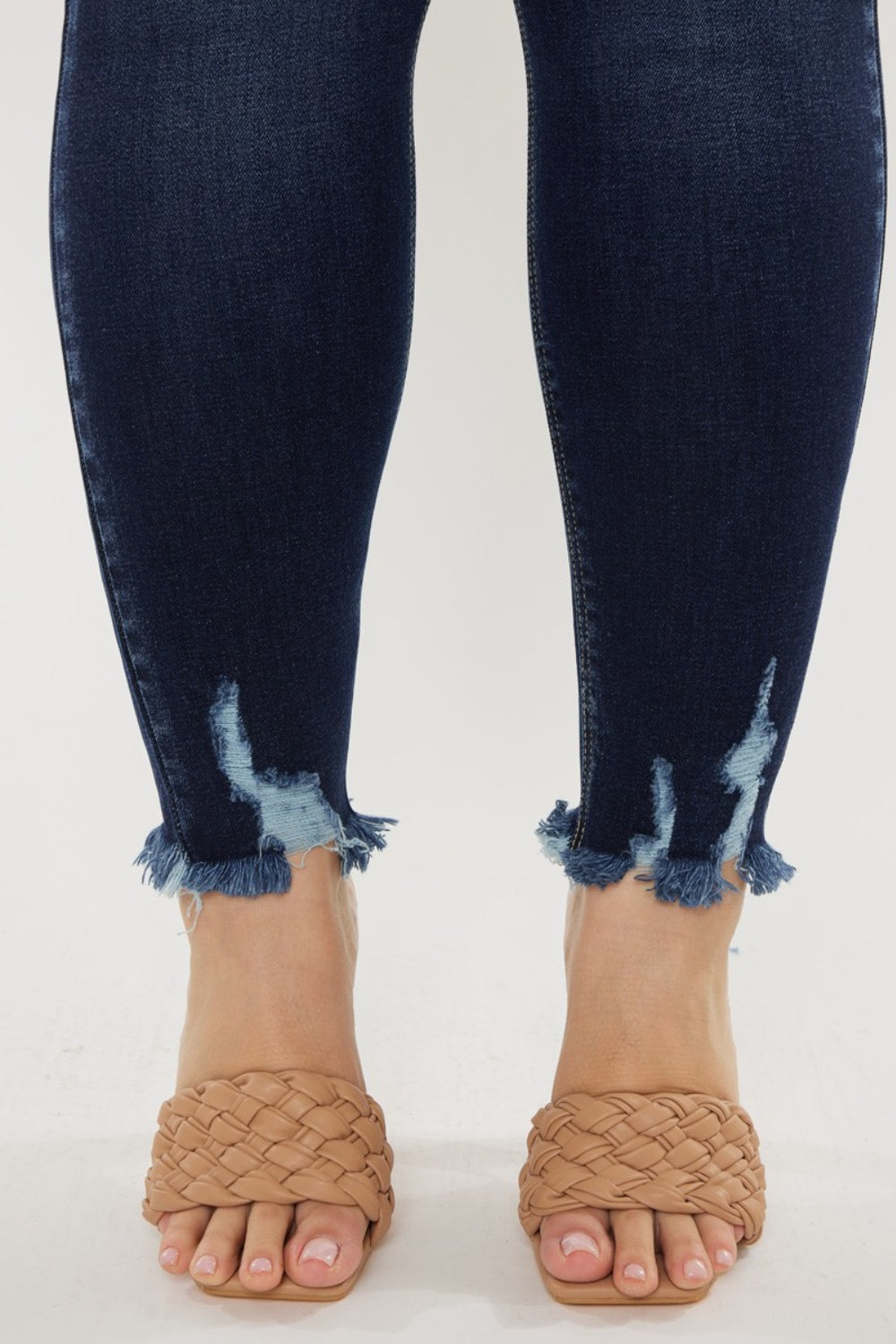 Kancan Full Size Cat's Whiskers Raw Hem High Waist Jeans - TRENDMELO