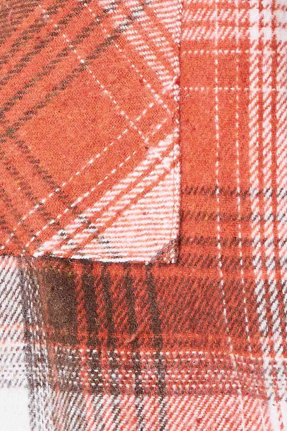Double Take Plaid Collared Neck Long Sleeve Shirt - TRENDMELO