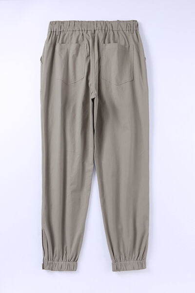 Drawstring Side Zip Joggers - TRENDMELO