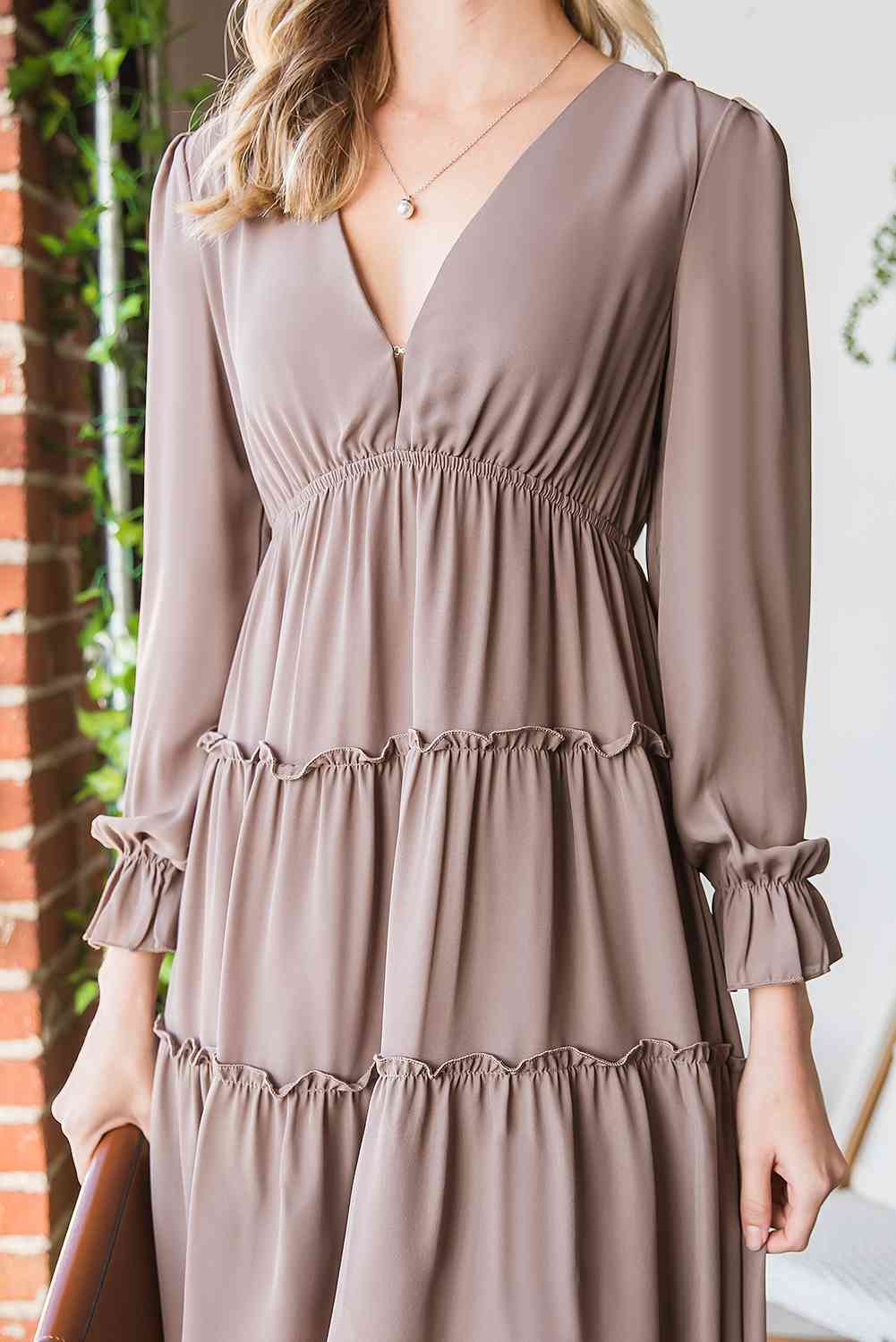 Frill Trill Flounce Sleeve High-Low Dress - TRENDMELO