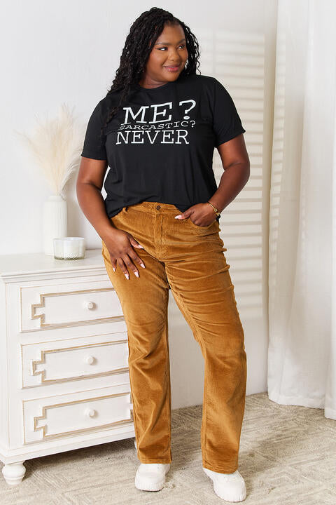 Simply Love Letter Graphic Round Neck T-Shirt - TRENDMELO