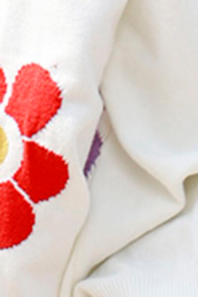 Flower Pattern Open Front Long Sleeve Cardigan - TRENDMELO