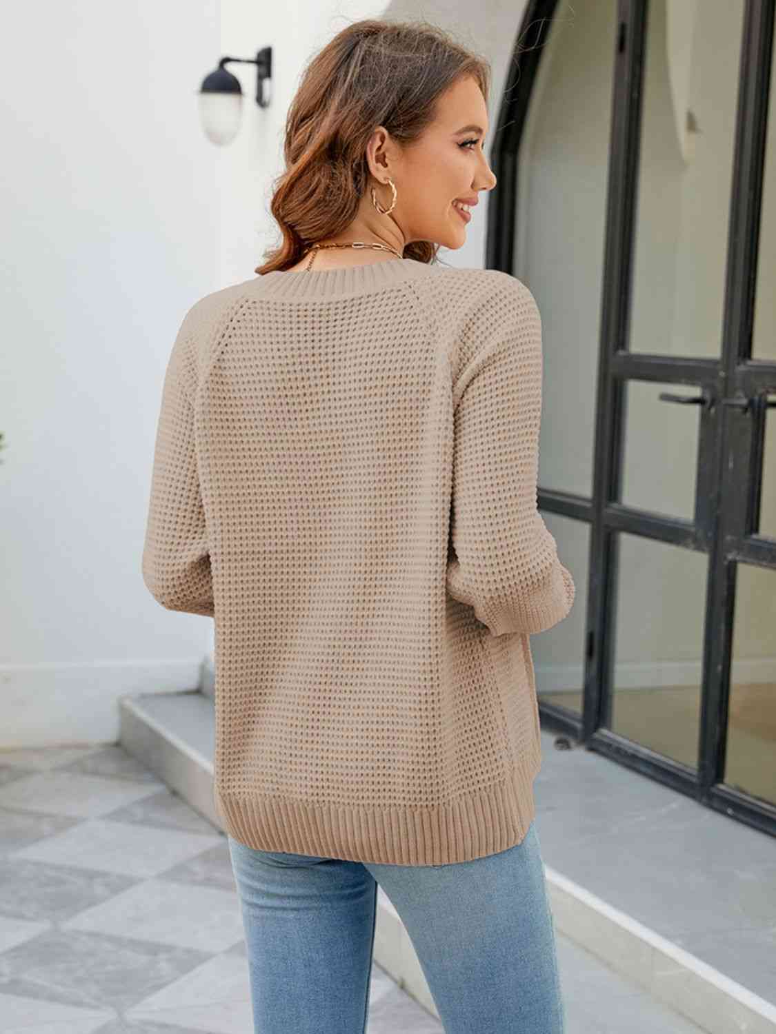 Zip-Up Round Neck Cardigan - TRENDMELO
