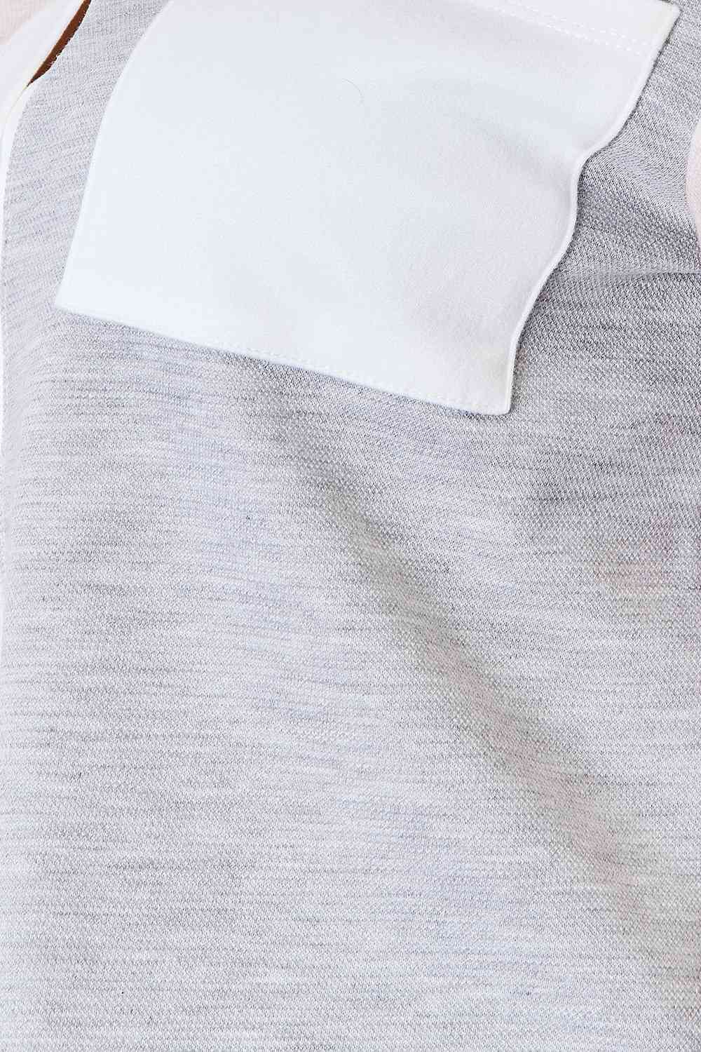 Double Take Color Block Curved Hem Shirt - TRENDMELO