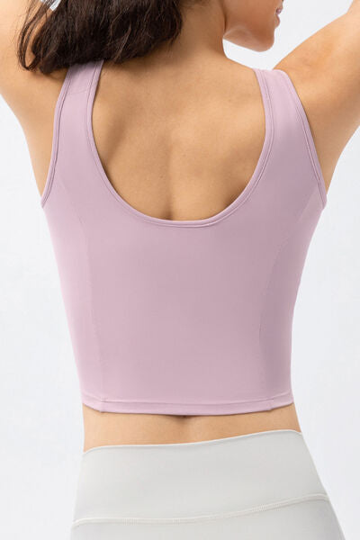 Round Neck Wide Strap Active Tank - TRENDMELO