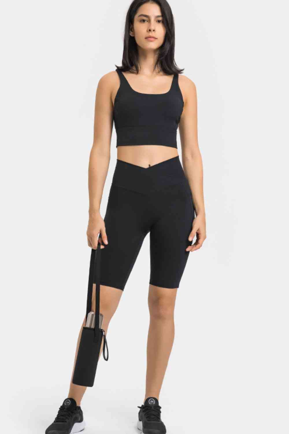 High Waist Biker Shorts with Pockets - TRENDMELO