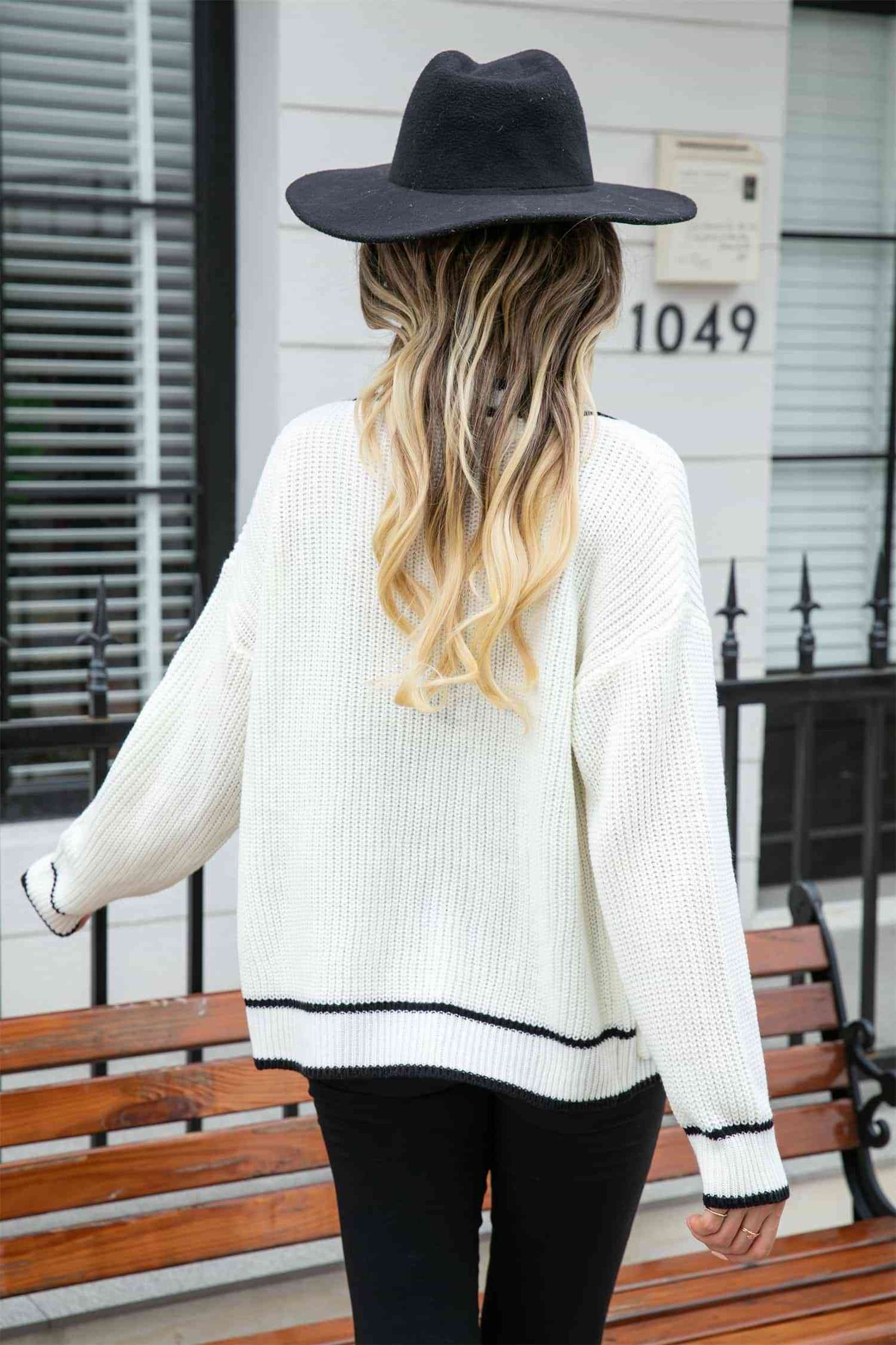 Waffle Knit V-Neck Cardigan with Pocket - TRENDMELO