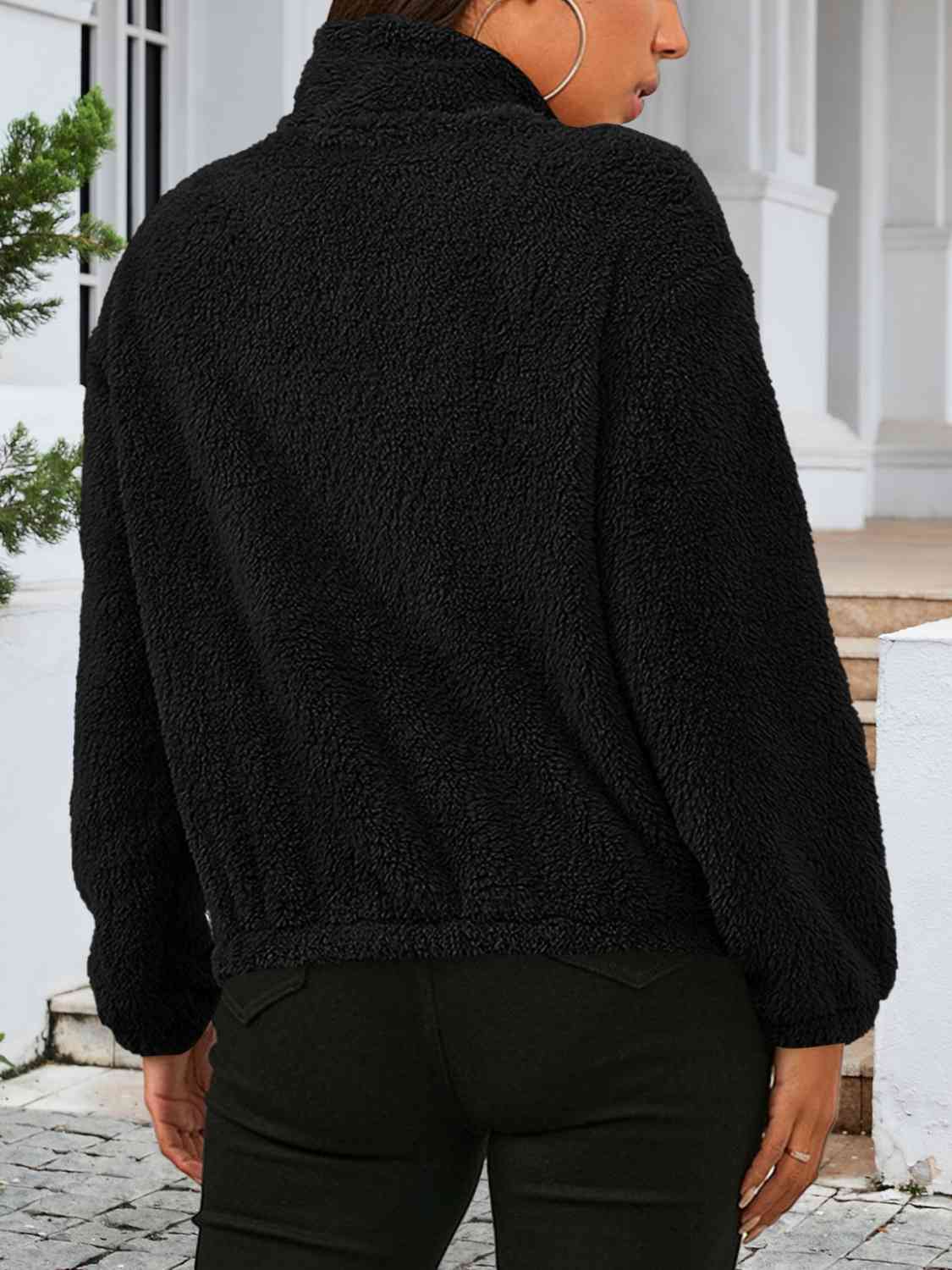 Zip Up Turtleneck Long Sleeve Jacket - TRENDMELO