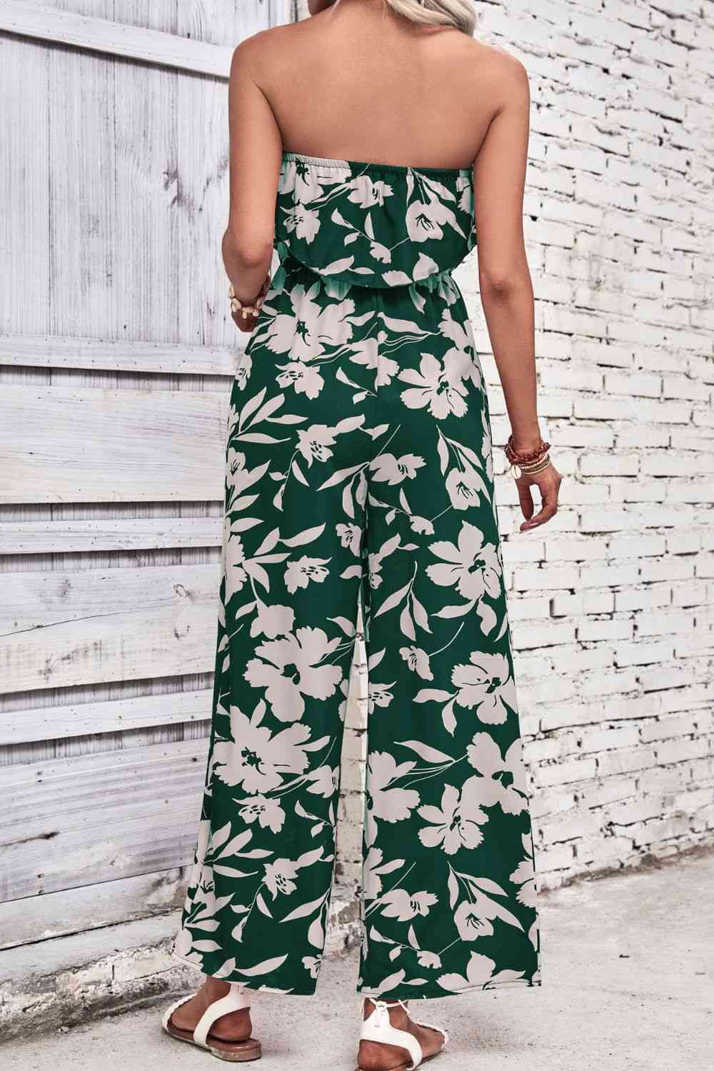 Floral Strapless Wide Leg Jumpsuit - TRENDMELO