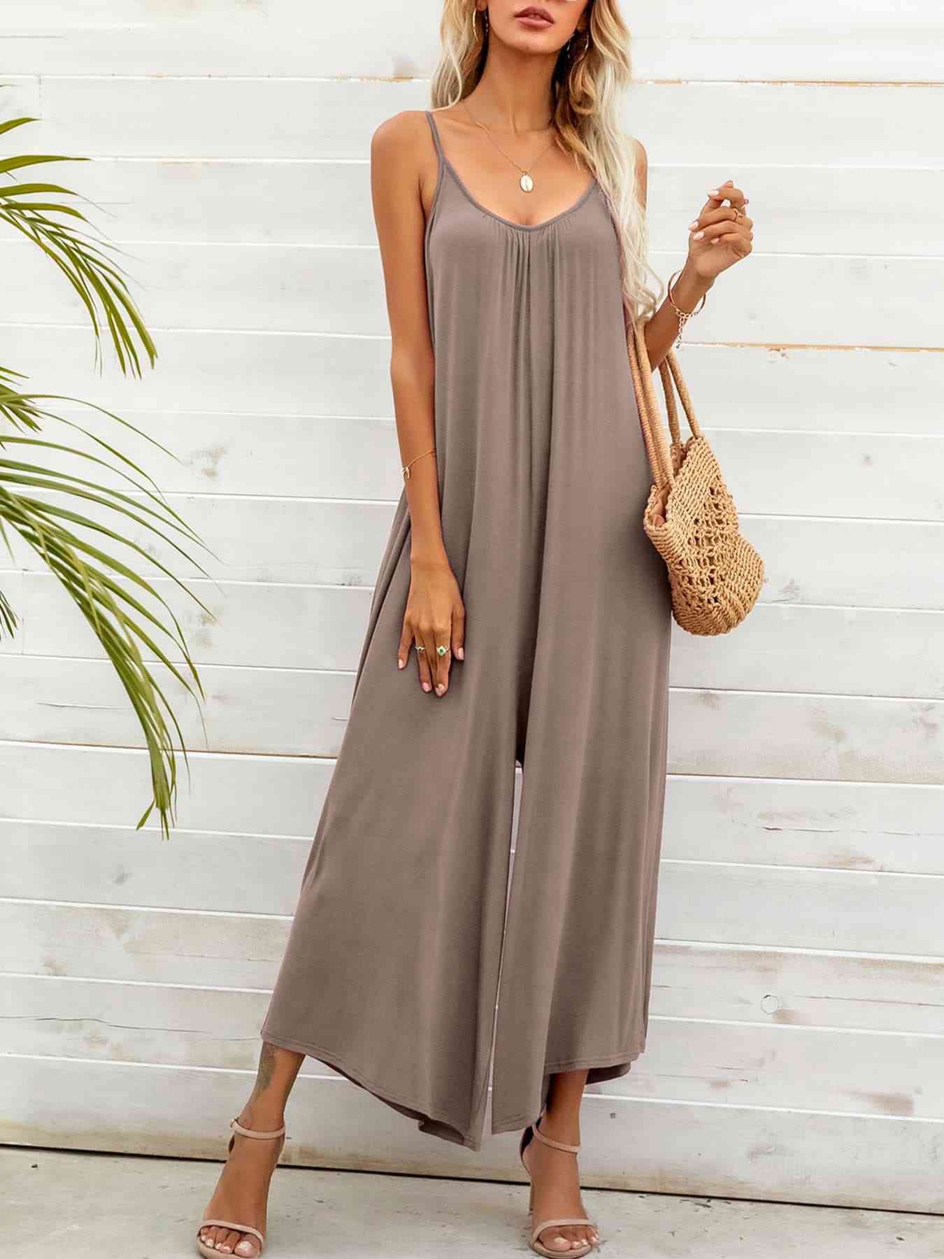 Spaghetti Strap Scoop Neck Jumpsuit - TRENDMELO
