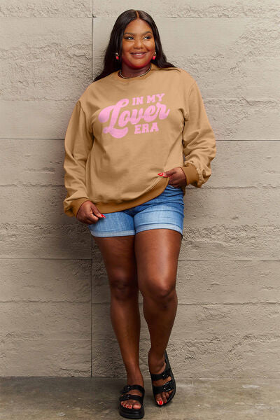 Simply Love Full Size IN MY LOVER ERA Round Neck Sweatshirt - TRENDMELO