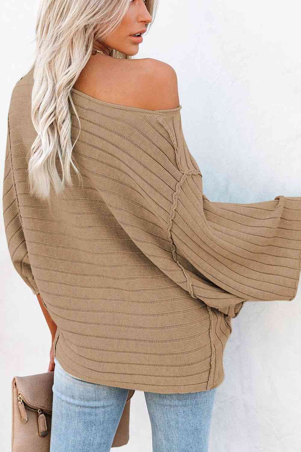 Round Neck Long Sleeve Knit Top - TRENDMELO