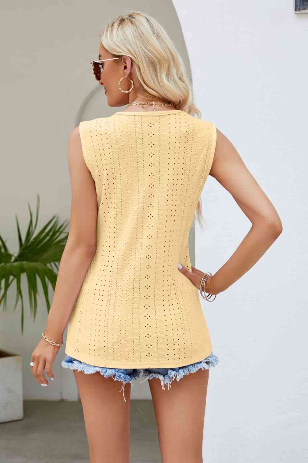 Spliced Lace V-Neck Tank - TRENDMELO