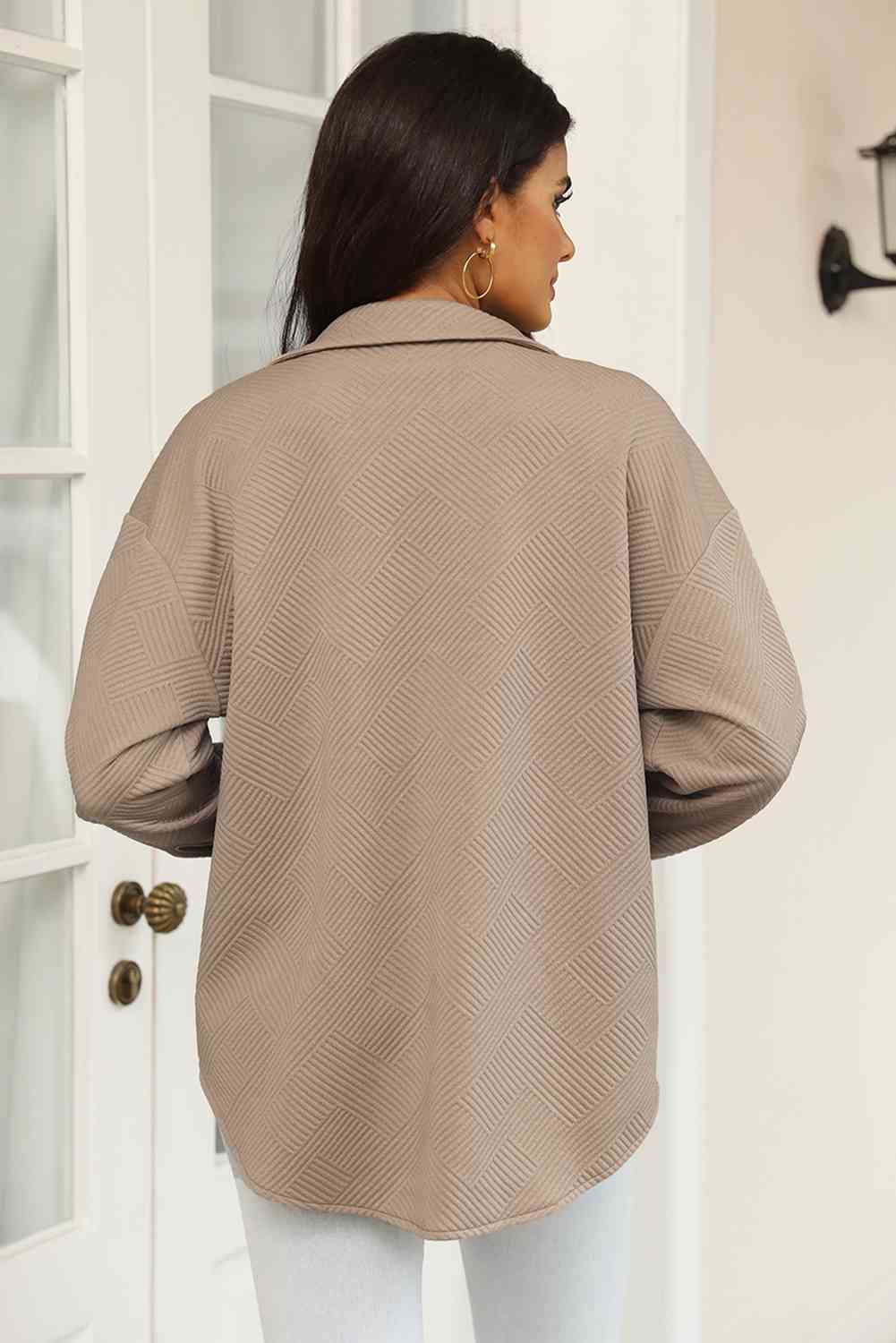 Snap Down Collared Jacket - TRENDMELO