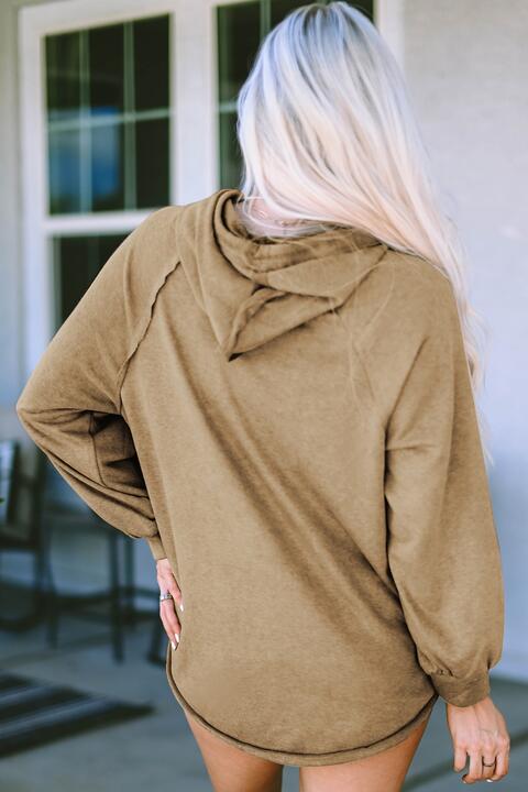 Waffle-Knit Drawstring Hoodie - TRENDMELO
