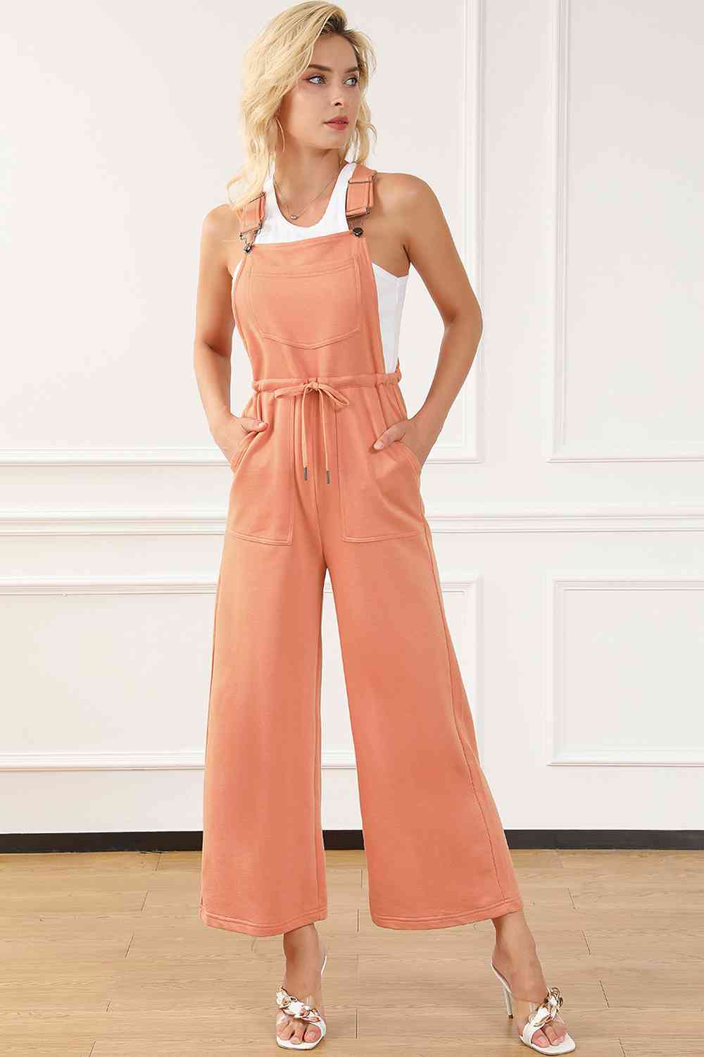 Drawstring Overalls with Pockets - TRENDMELO