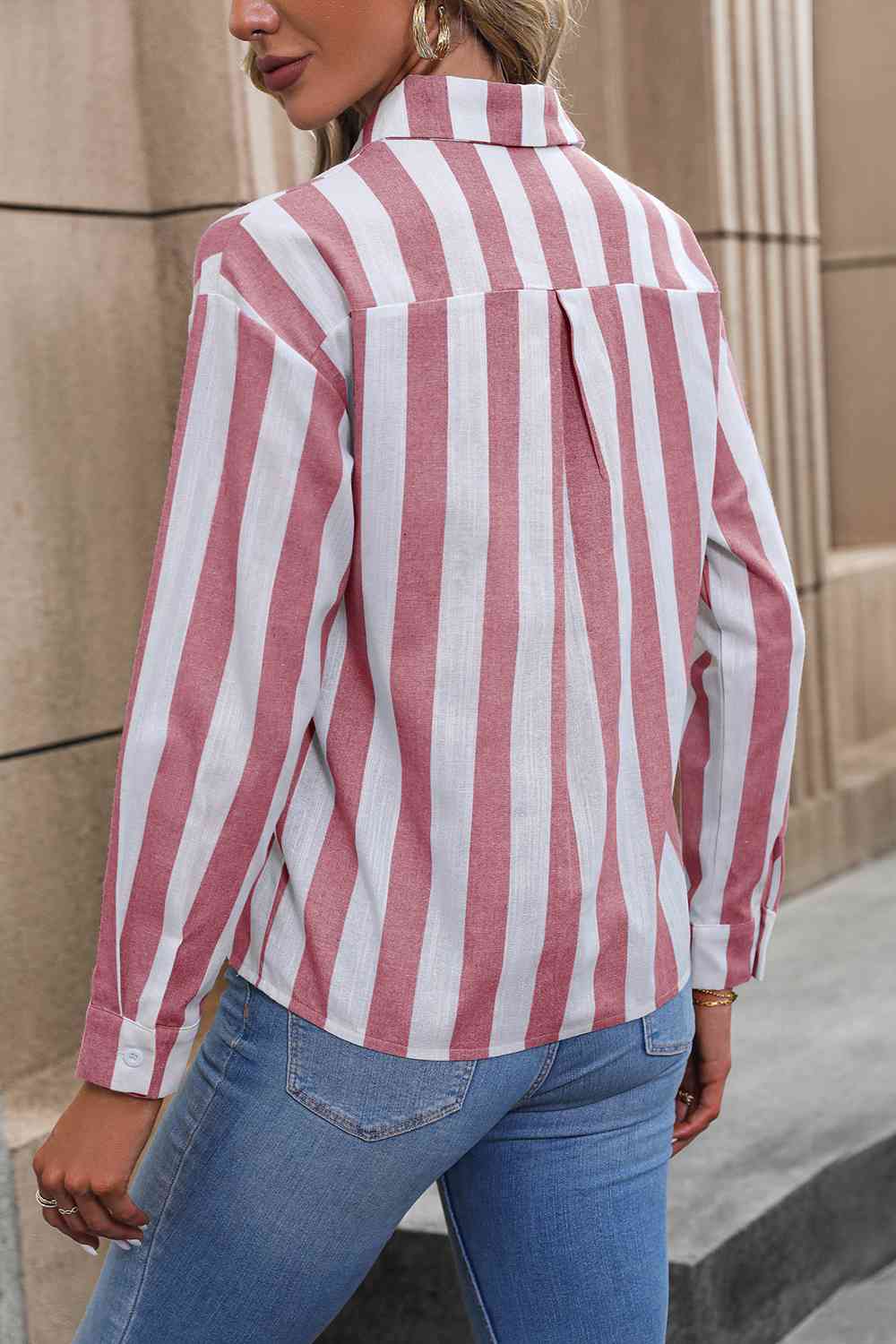 Striped Long Sleeve Shirt - TRENDMELO
