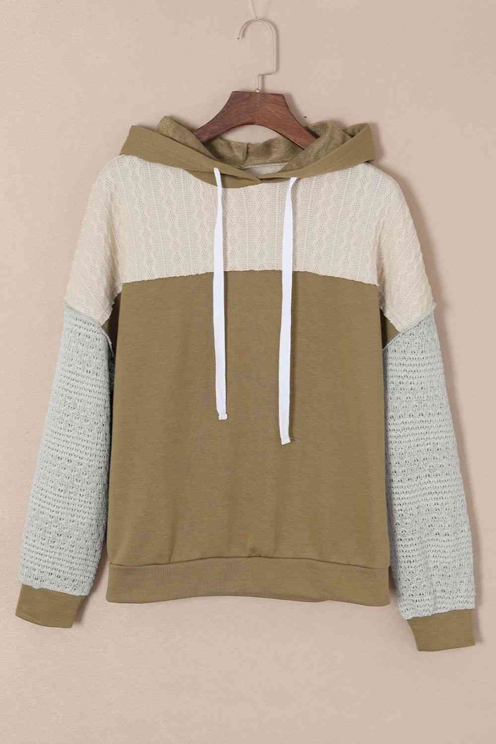 Splicing Drawstring Sweatshirt - TRENDMELO