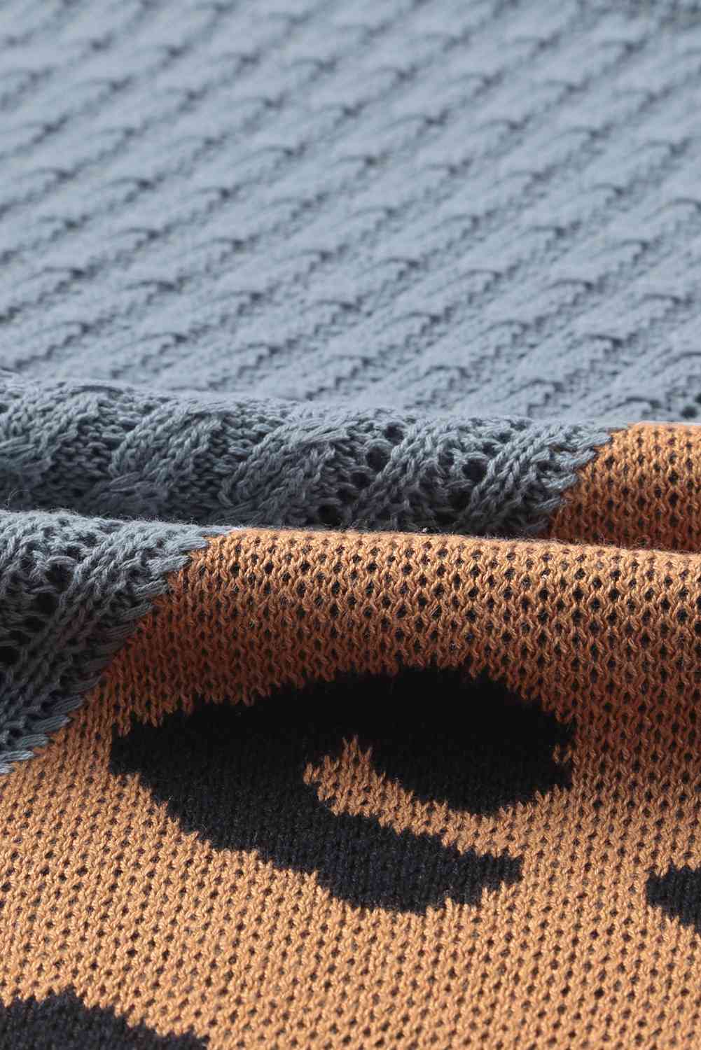 Leopard Block Turtleneck Sweater - TRENDMELO