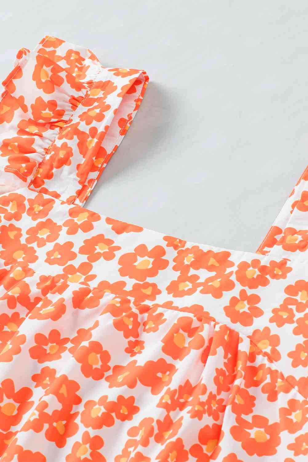 Floral Square Neck Cap Sleeve Tank - TRENDMELO