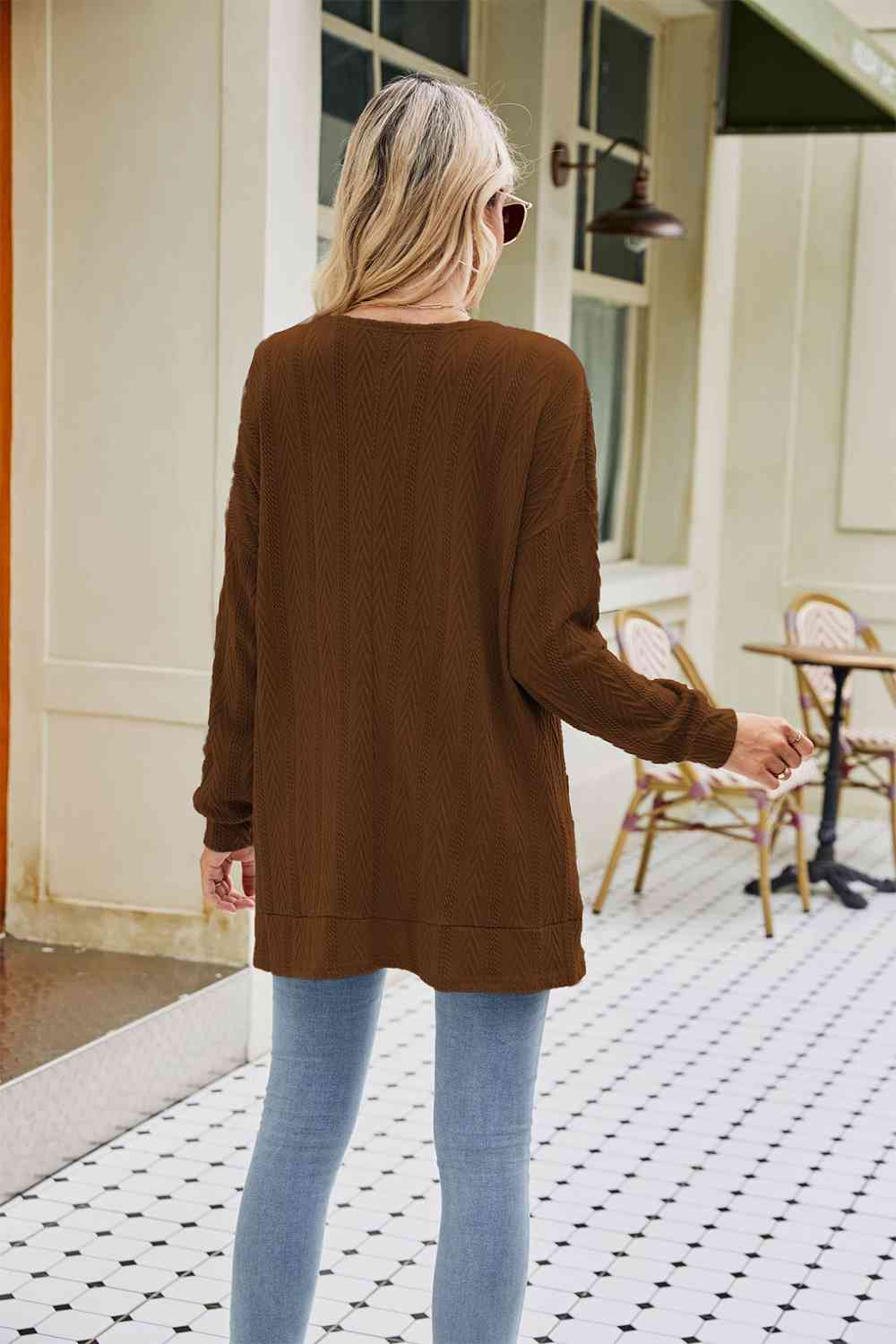Long Sleeve Pocketed Cardigan - TRENDMELO