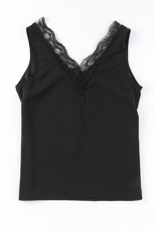 Lace Detail V-Neck Tank - TRENDMELO