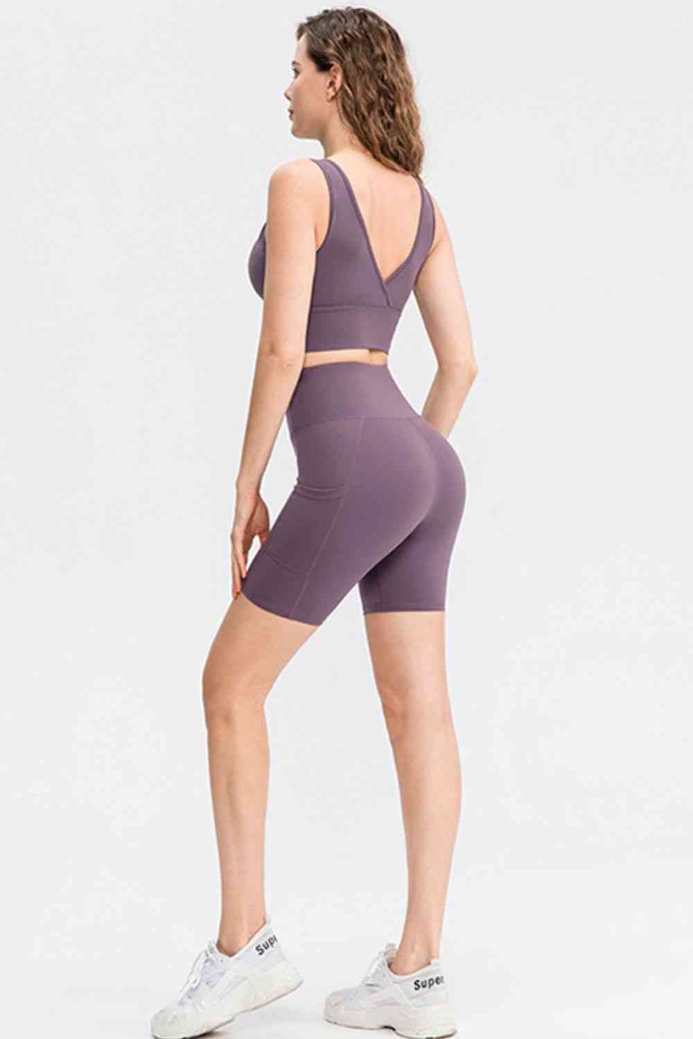 Wide Waistband Sports Shorts with Pockets - TRENDMELO