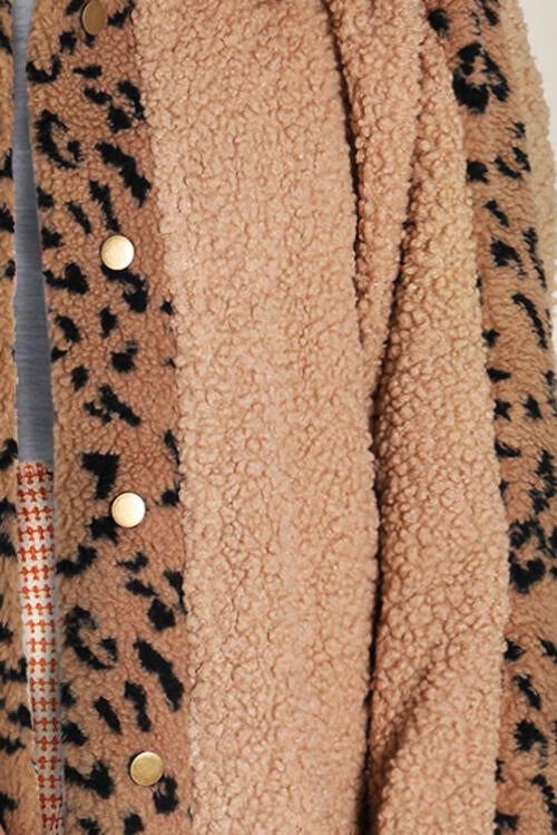 Leopard Snap Down Collared Neck Jacket - TRENDMELO