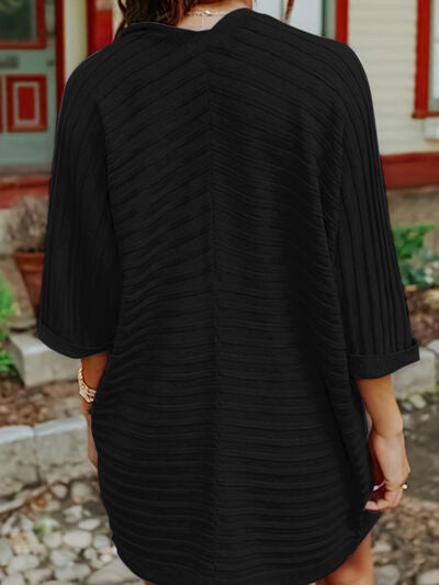 Striped Open Front Knit Cardigan - TRENDMELO