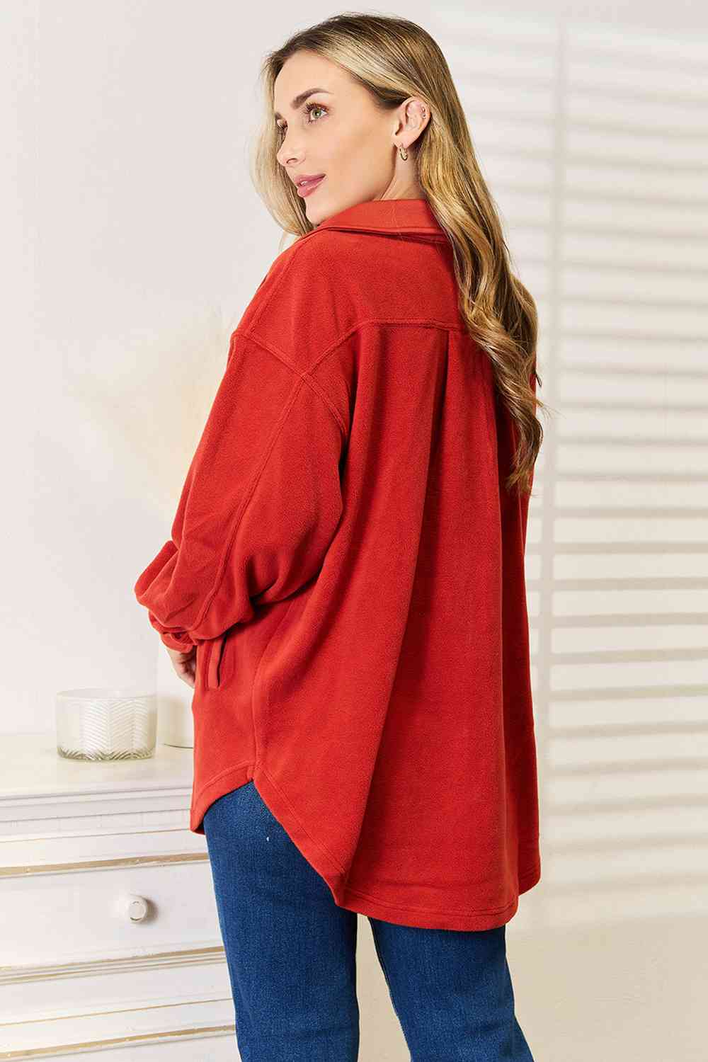 Heimish Cozy Girl Full Size Button Down Shacket - TRENDMELO