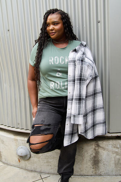 Simply Love Full Size ROCK & ROLL Short Sleeve T-Shirt - TRENDMELO