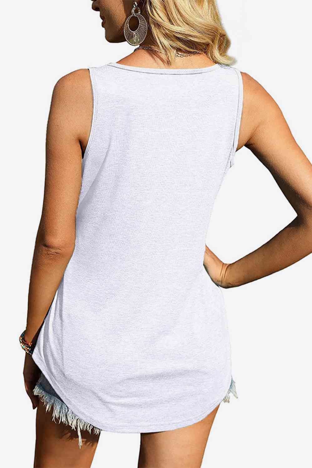Curved Hem Square Neck Tank - TRENDMELO