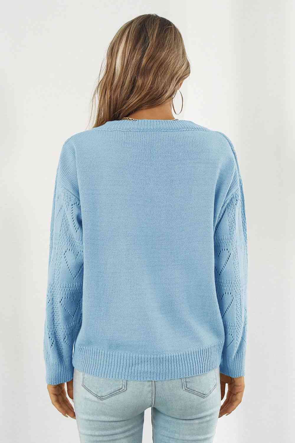 V-Neck Drop Shoulder Sweater - TRENDMELO
