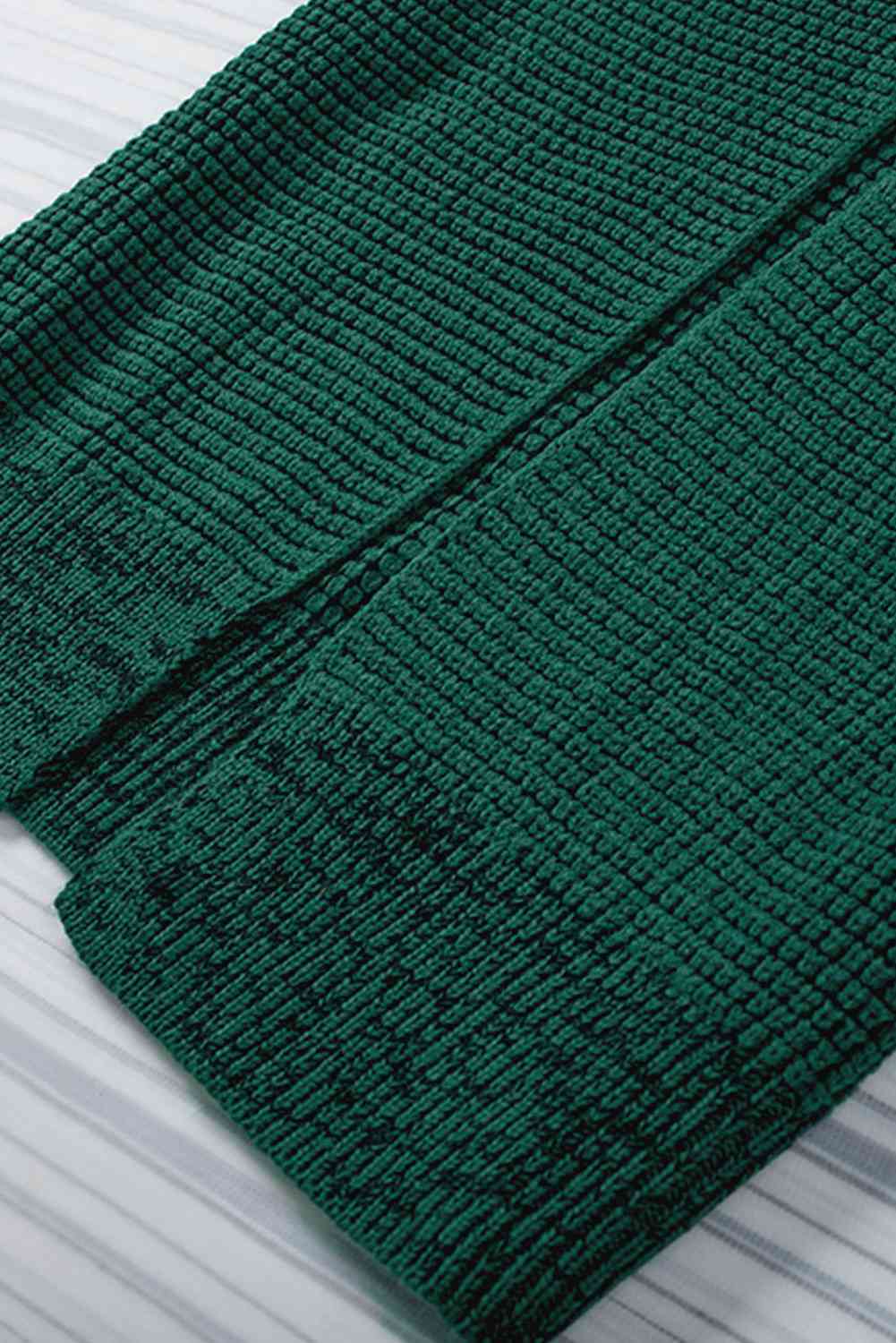 Woven Right Heathered Open Front Longline Cardigan - TRENDMELO