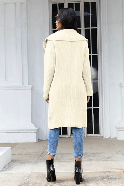 Pocketed Button Up Collared Neck Cardigan - TRENDMELO