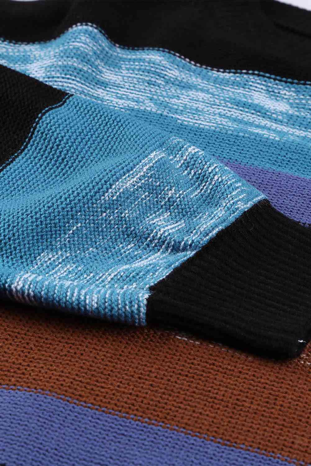 Cozy For Keeps Color Block Drop Shoulder Sweater - TRENDMELO