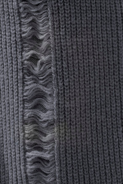 Fringe Trim Open Front Cardigan with Pockets - TRENDMELO