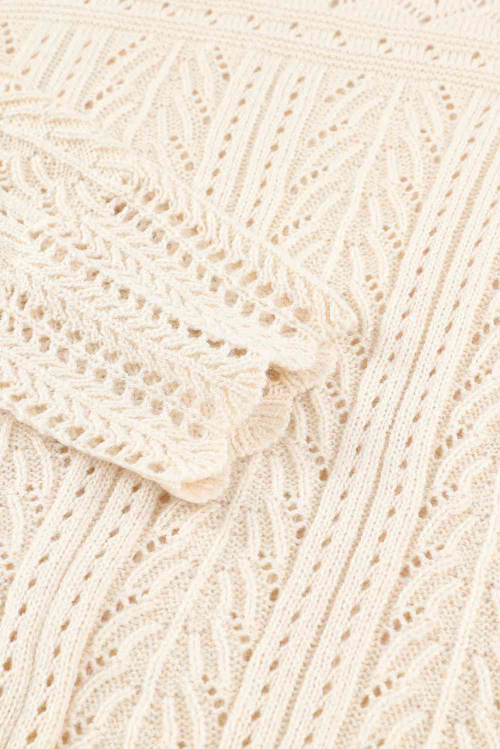 Openwork Scalloped Trim Knit Top - TRENDMELO