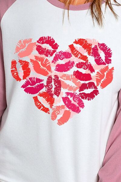 Lip Graphic Round Neck Long Sleeve T-Shirt - TRENDMELO