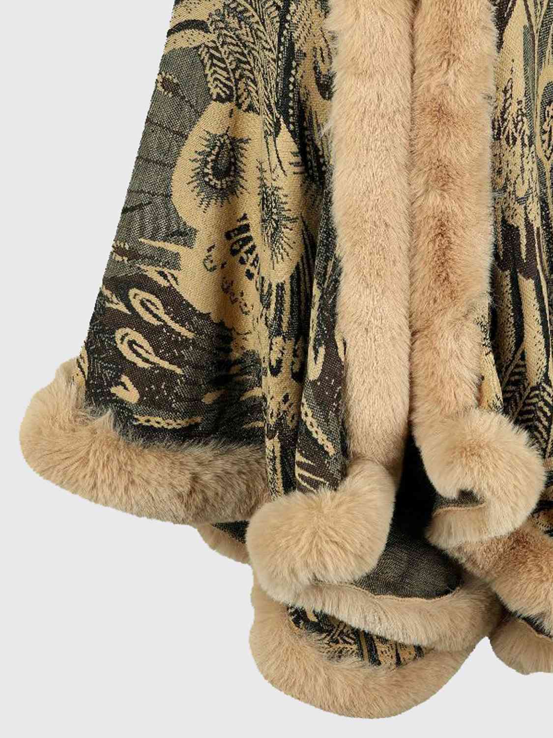 Printed Open Front Poncho - TRENDMELO