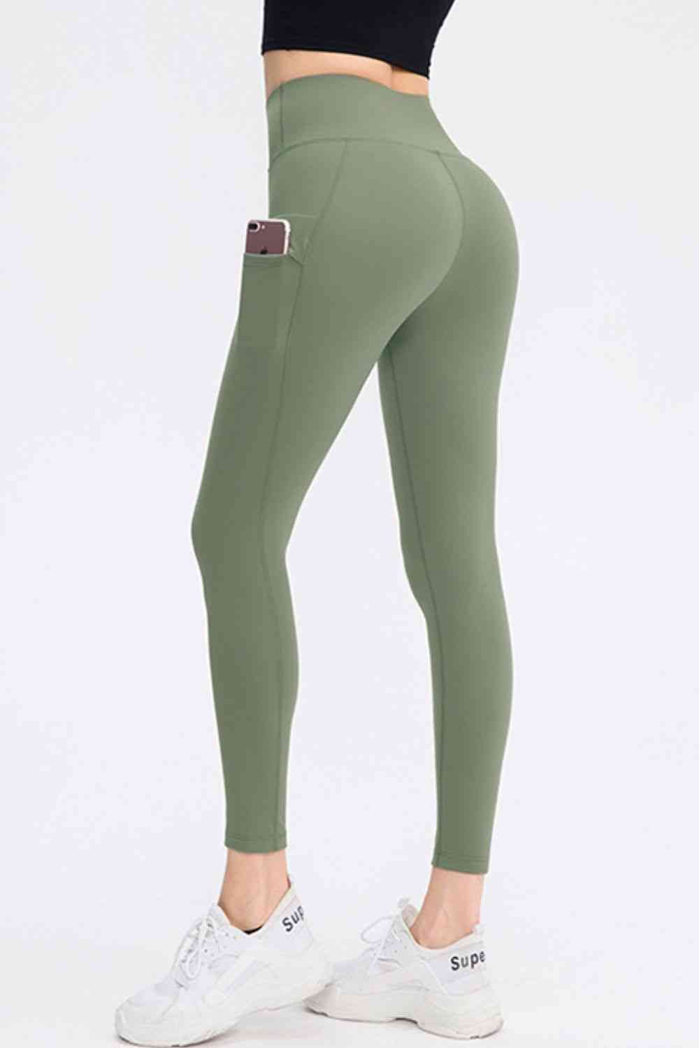 Wide Waistband Slim Fit Long Sports Pants with Pocket - TRENDMELO