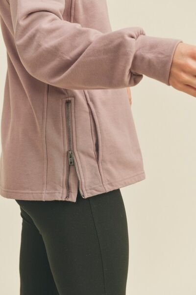 Kimberly C Drawstring Side Zip Sweatshirt - TRENDMELO