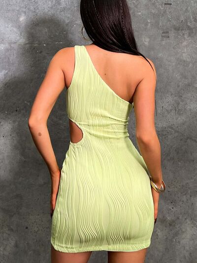 One Shoulder Cutout Mini Dress - TRENDMELO