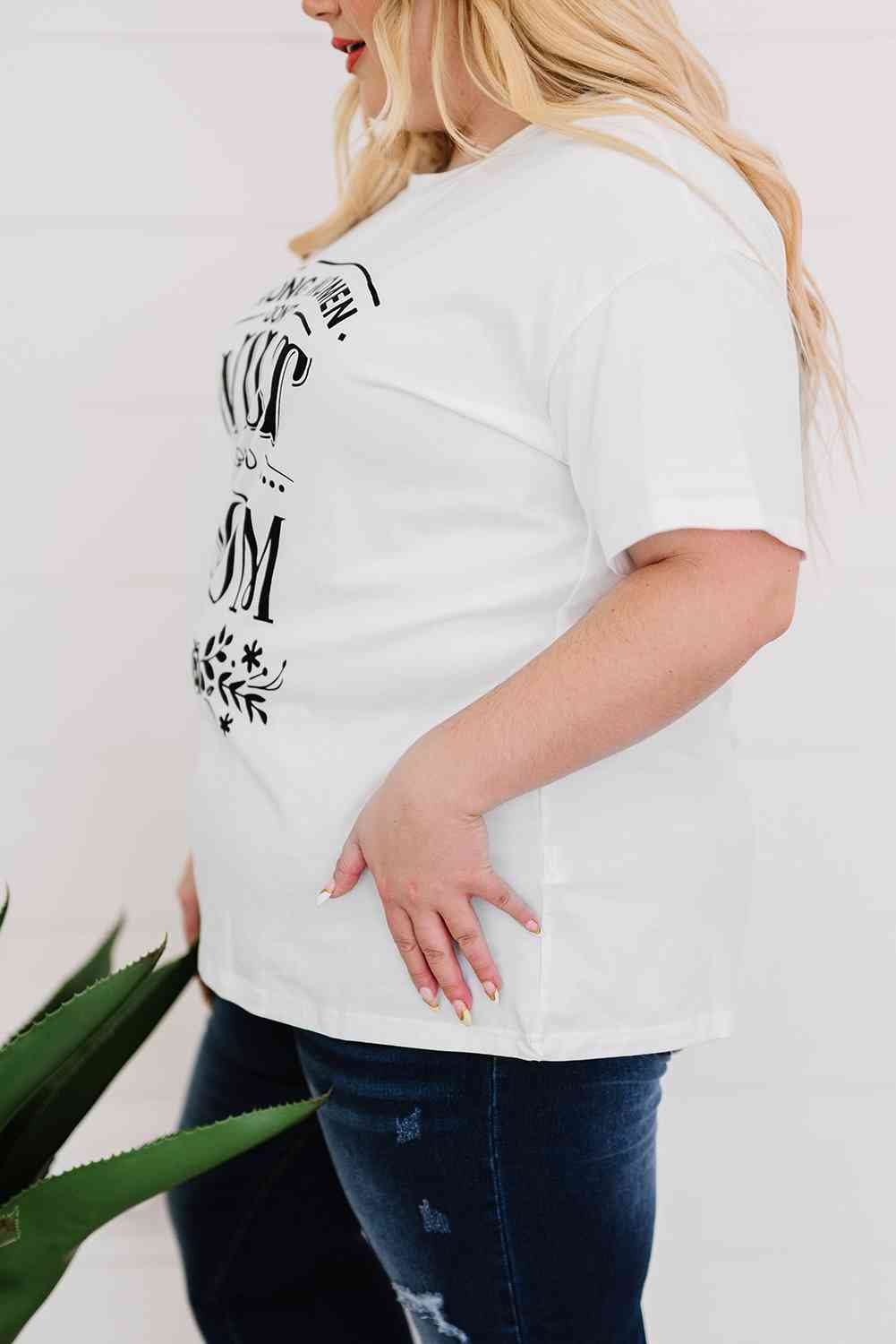 Plus Size Graphic Round Neck T-Shirt - TRENDMELO