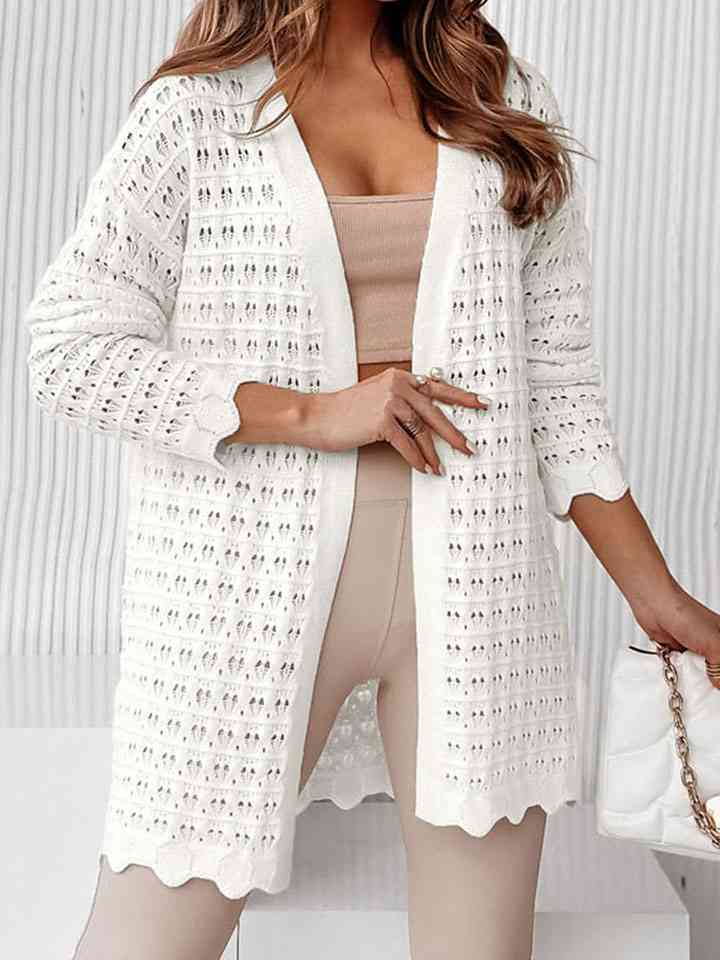 Long Sleeve Openwork Cardigan - TRENDMELO