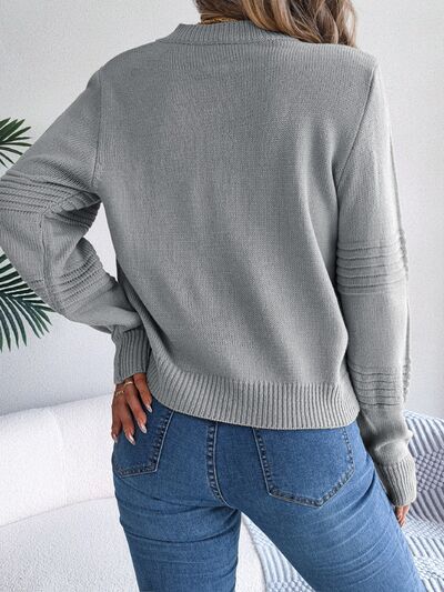 Round Neck Long Sleeve Sweater - TRENDMELO