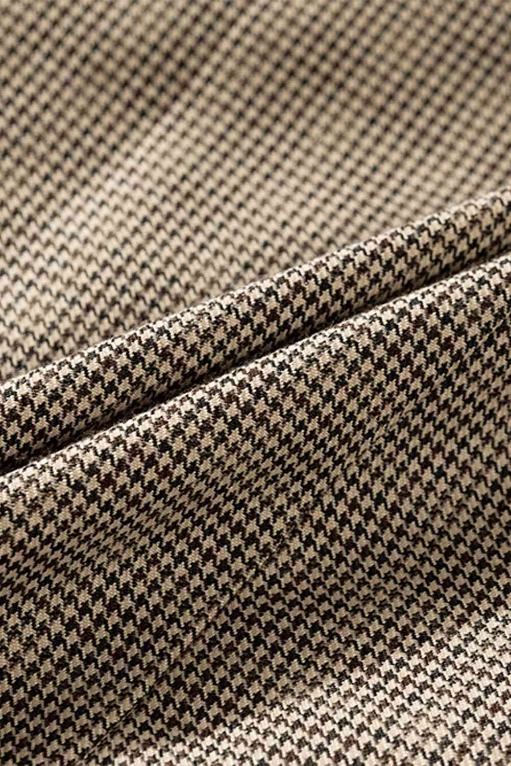 Plaid Lapel Collar Button Cuff Blazer - TRENDMELO