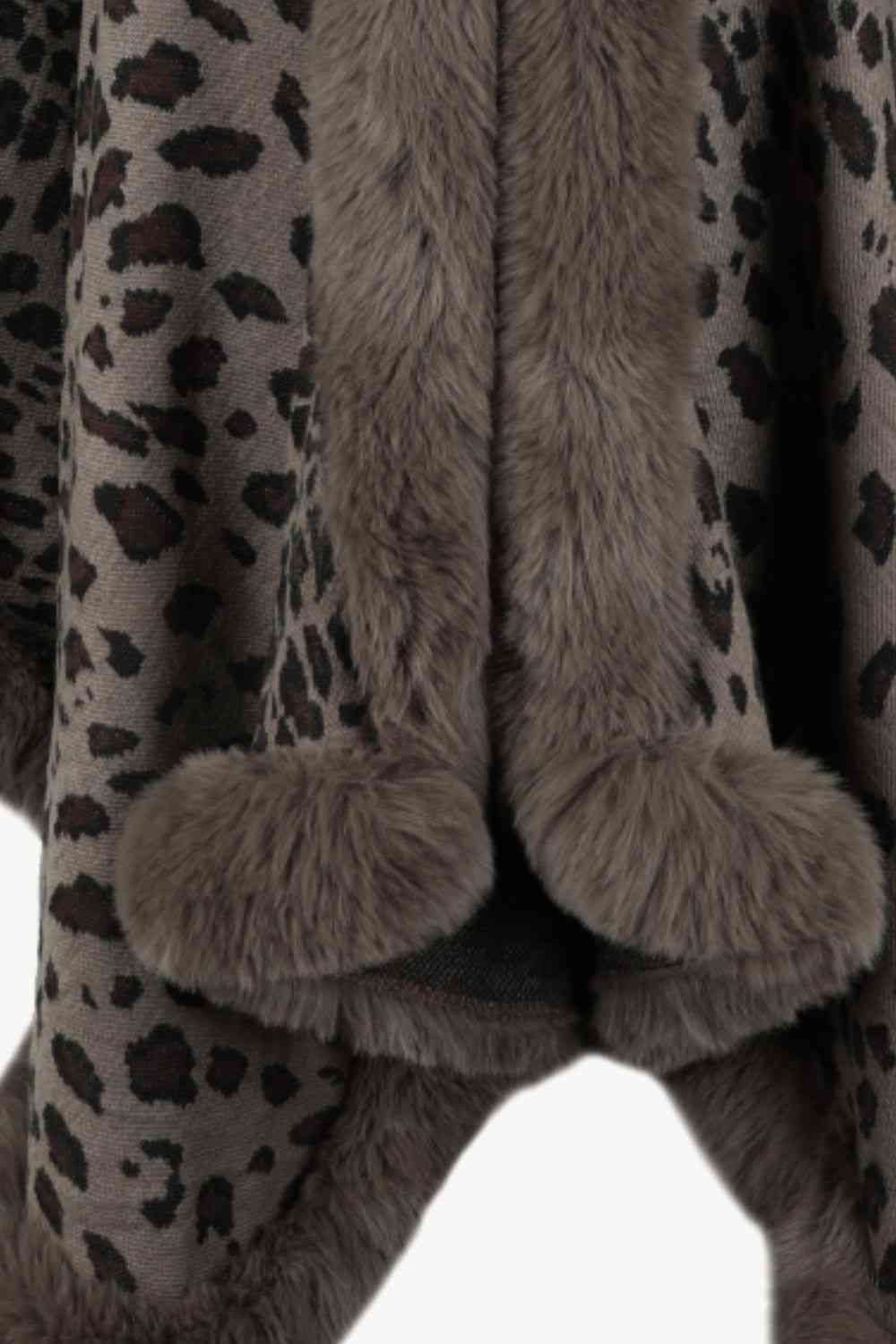 Leopard Open Front Poncho - TRENDMELO