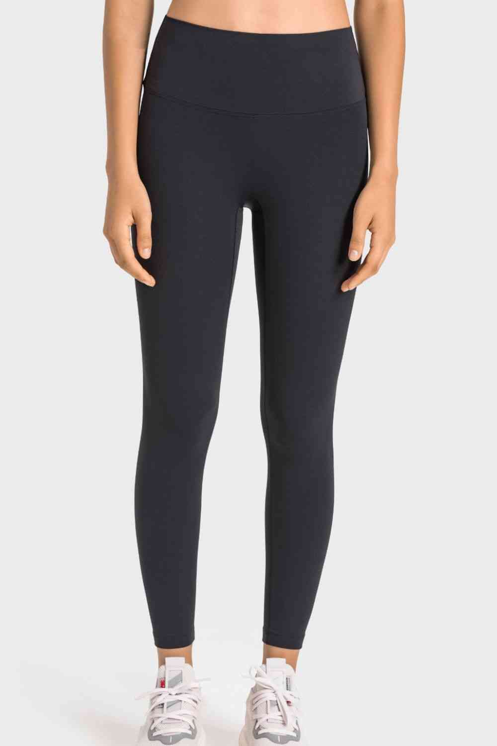 High-Rise Wide Waistband Yoga Leggings - TRENDMELO