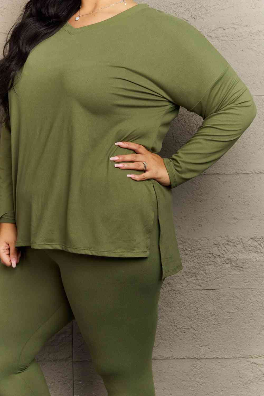 Zenana Lazy Days Full Size Long Sleeve and Leggings Set - TRENDMELO